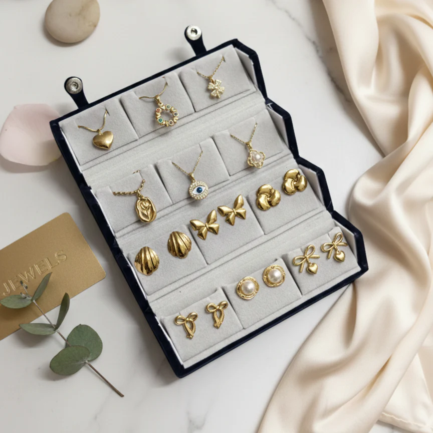 18K Gold Plated Set of 6 Necklace & Earring Sets with Folding Box - Image 2